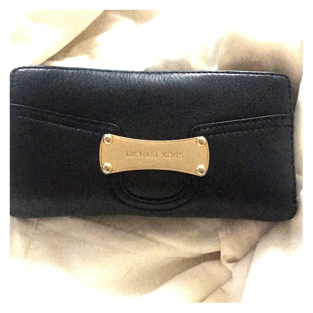 Michael Kors Wallet, Black Open Trifold